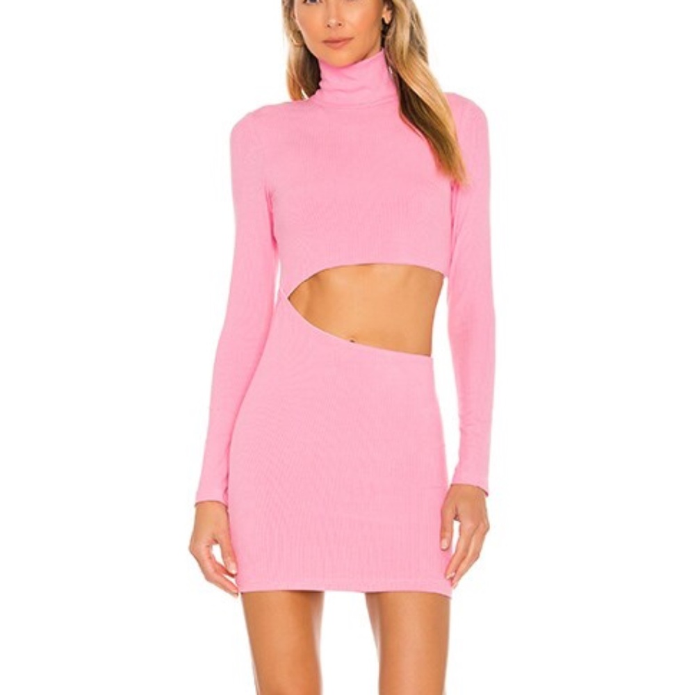 superdown Pink Cutout Long Sleeve Mini Dress